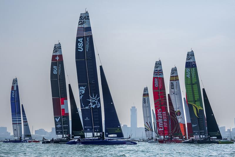 USA SailGP Team helmed by Jimmy Spithill sails amongst the fleet on Race Day 2 of the Rolex United States Sail Grand Prix | Chicago at Navy Pier, Season 4, in Chicago, Illinois, USA. 17th June photo copyright Bob Martin for SailGP taken at Chicago Yacht Club and featuring the F50 class