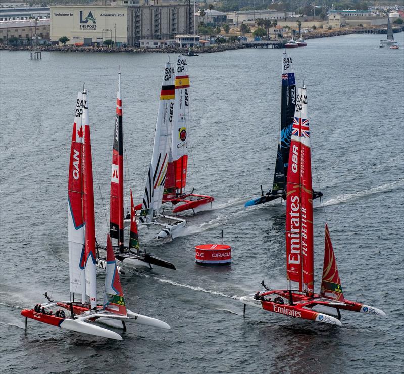 Close racing action between the SailGP fleet on Race Day 1 of the Oracle Los Angeles Sail Grand Prix at the Port of Los Angeles, in California, USA. 22nd July - photo © Ricardo Pinto for SailGP