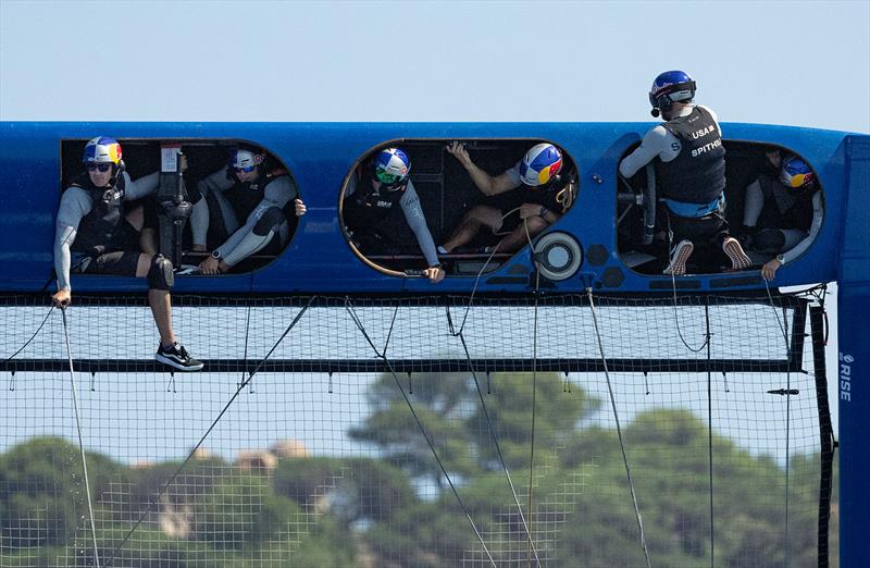 Jimmy Spithill, driver of USA SailGP Team, attempts to correct his F50 catamaran after a capsize during practice ahead of the France Sail Grand Prix in Saint-Tropez, France. 8th September - photo © Ian Walton for SailGP