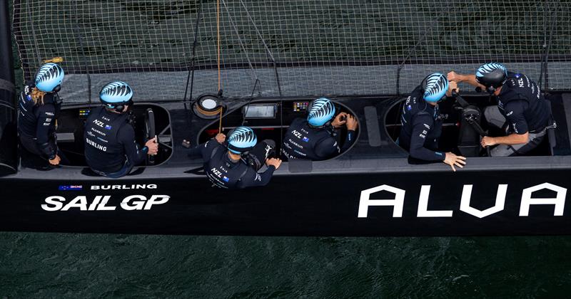 New Zealand SailGP Team sail around a marker on Race Day 2 of the Oracle Los Angeles Sail Grand PrixNew Zealand SailGP Team  on Race Day 2 of the Oracle Los Angeles Sail Grand Prix photo copyright Felix Diemer/SailGP taken at Long Beach Yacht Club and featuring the F50 class