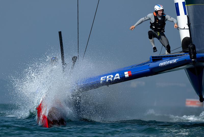 France SailGP Team helmed by Quentin Delapierre on Race Day 1 of the Spain Sail Grand Prix in Cadiz, Spain photo copyright Felix Diemer for SailGP taken at  and featuring the F50 class