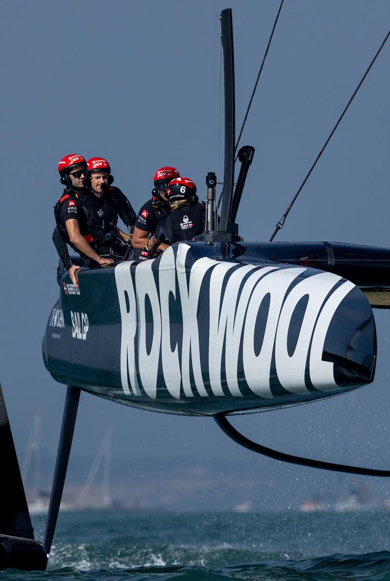 ROCKWOOL Denmark SailGP Team helmed by Nicolai Sehested in action on Race Day 1 of the Spain Sail Grand Prix in Cadiz, Spain photo copyright Felix Diemer for SailGP taken at  and featuring the F50 class