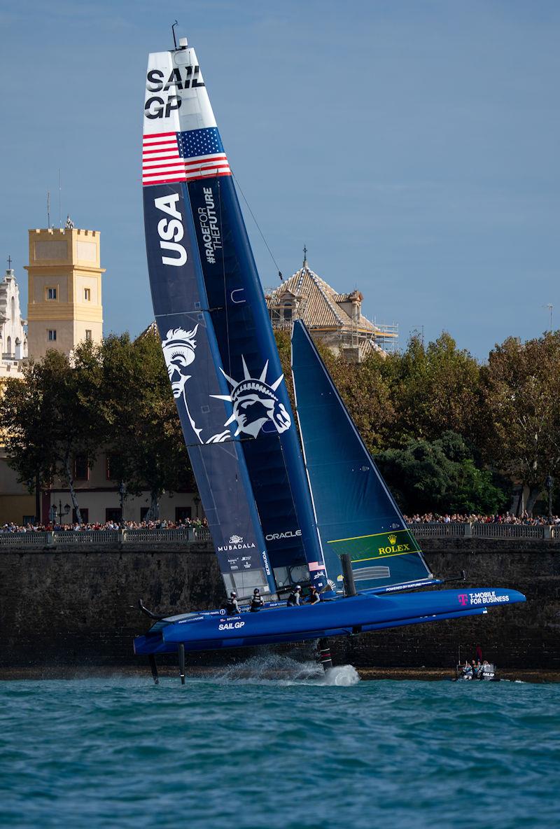 USA SailGP Team helmed by Jimmy Spithill on Race Day 2 of the Spain Sail Grand Prix in Cadiz, Spain photo copyright Bob Martin for SailGP taken at  and featuring the F50 class