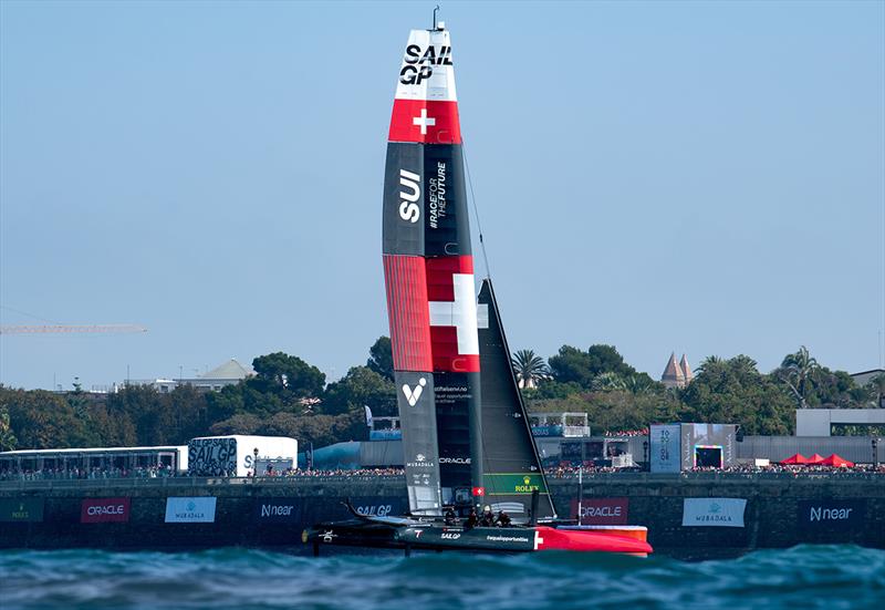 Switzerland SailGP Team helmed by Sebastien Schneiter on Race Day 1 of the Spain Sail Grand Prix in Cadiz, Spain - photo © Ricardo Pinto for SailGP
