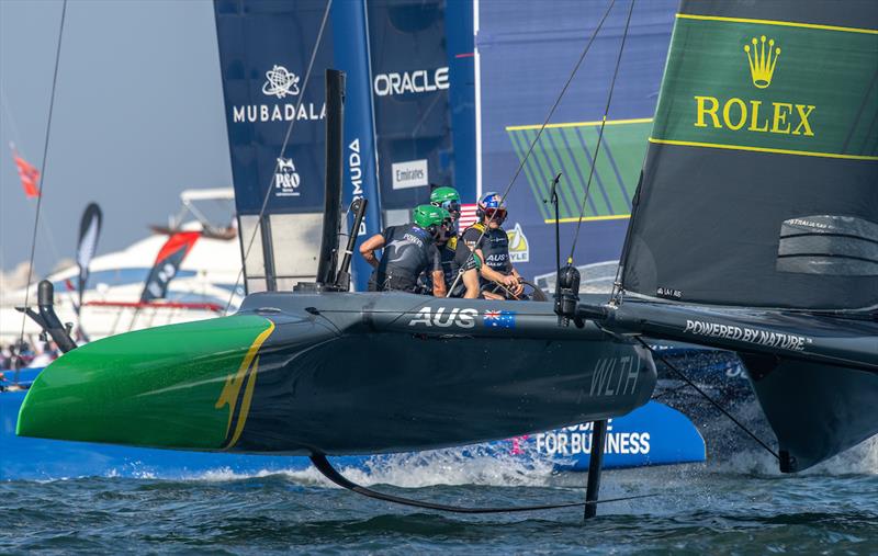 The Australia SailGP Team helmed by interim driver Jimmy Spithill in action on Race Day 2 of the Emirates Sail Grand Prix presented by P&O Marinas in Dubai, United Arab Emirates - photo © Ricardo Pinto for SailGP