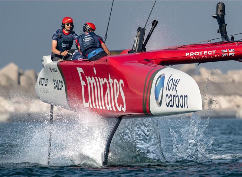 Giles Scott driving the Emirates GBR SailGP Team F50 Race Boat photo copyright Emirates Great Britain SailGP Team taken at  and featuring the F50 class