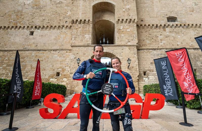 Ben Ainslie and Hannah Mills celebrating winning the Italian Sail Grand Prix photo copyright Emirates Great Britain SailGP Team taken at  and featuring the F50 class