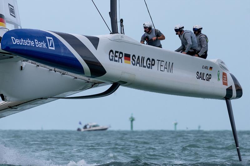 Germany SailGP Team during a practice session ahead of the ITM New Zealand Sail Grand Prix in Christchurch, March 22, 2024 photo copyright Chloe Knott/SailGP taken at Naval Point Club Lyttelton and featuring the F50 class