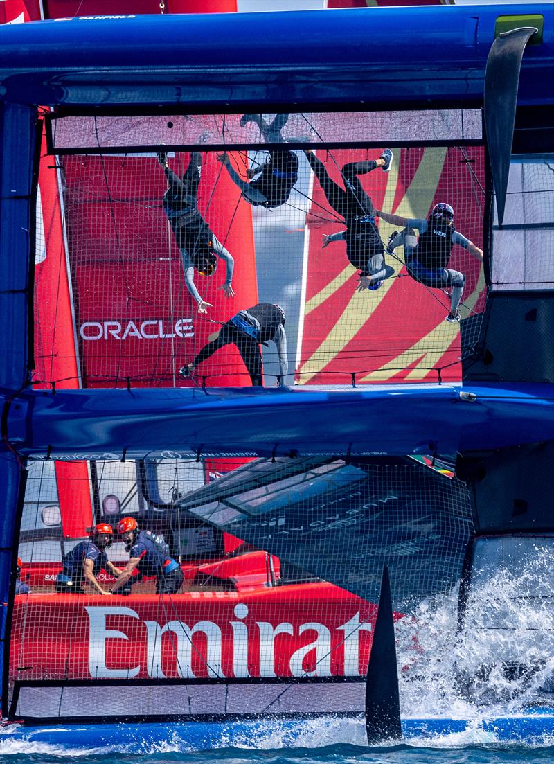 USA SailGP Team capsize during a practise session ahead of the Apex Group Bermuda Sail Grand Prix in Bermuda - May 3, 2024 photo copyright Samo Vidic/SailGP taken at Royal Bermuda Yacht Club and featuring the F50 class