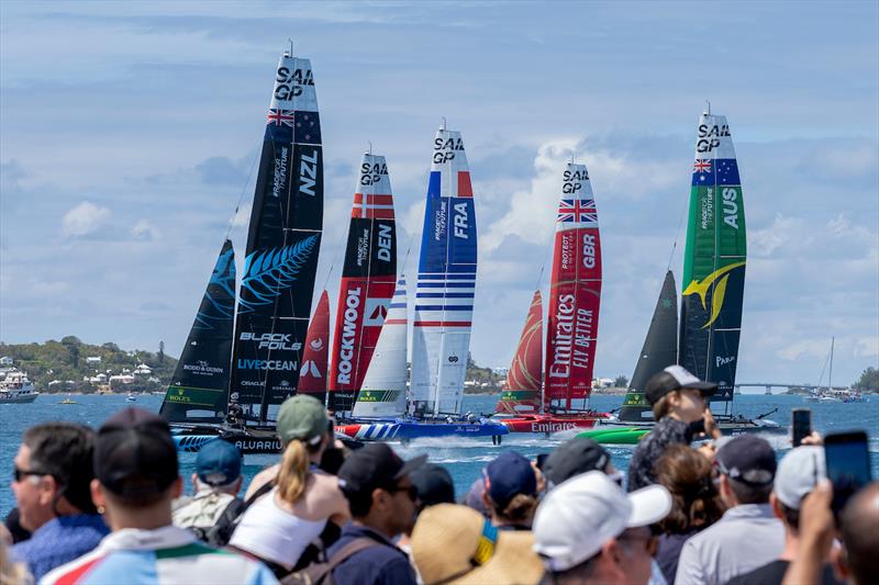  Fleet start - Apex Group Bermuda Sail Grand Prix in Bermuda. Sunday Mat 5, 2024  -  - photo © Kieran Cleeves/SailGP