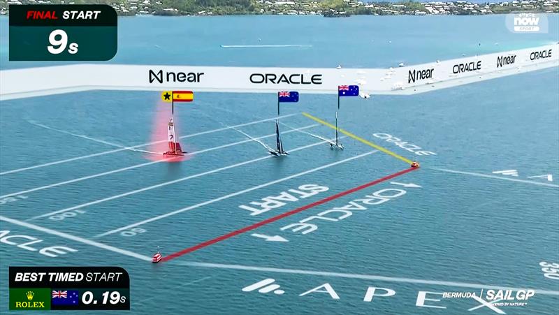 Spain comes in hot to the startline - grabbing leeward/inside running for the first leg and Mark 1 - Season 4 Championship Points - SailGP Bermuda - May 2023 - photo © SailGP