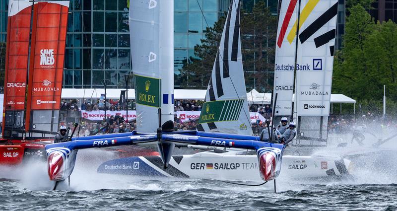 France SailGP Team sail away from Spain SailGP Team on Race Day 1of the Rockwool Canada Sail Grand Prix in Halifax, Canada. June 1, 2024 - photo © Simon Bruty/SailGP
