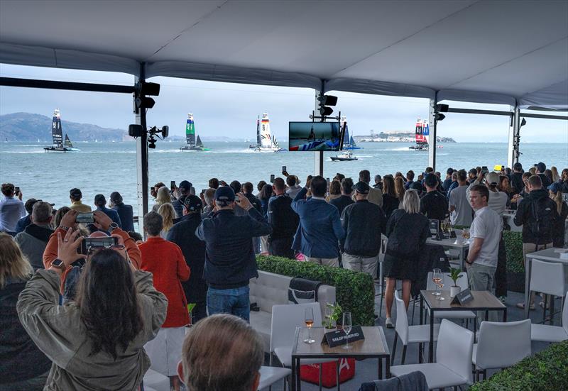 Guests in the Adrenaline Lounge - Race Day 1 - SailGP Season 4 Grand Final in San Francisco, USA. July 13, 2024 photo copyright Adam Warner/SailGP taken at San Francisco Yacht Club and featuring the F50 class