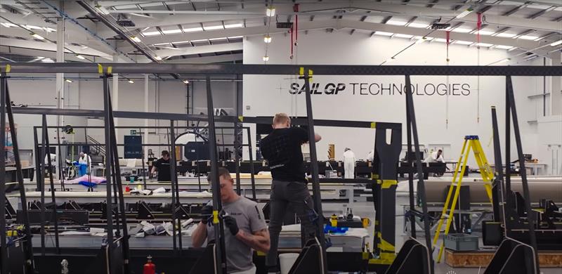 Wing sails being re-inforced worked at SailGP Technologies in Southampton, UK - May 2025 - photo © SailGP