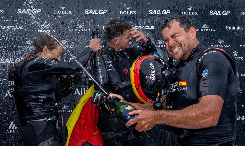 Spain celebrate their second event win of Season 5 - Day 2 of the Mubadala New York Sail Grand Prix  - photo © Andrew Baker/SailGP