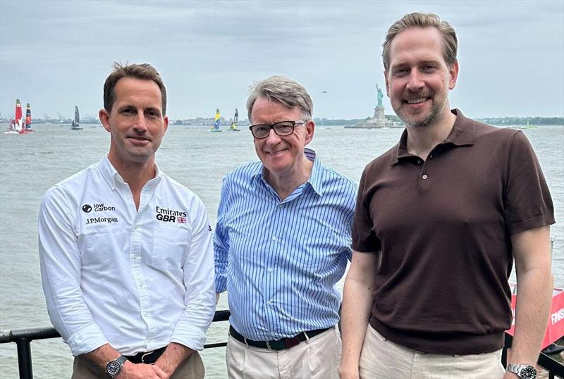 Sir Ben Ainslie was joined by Lord Peter Mandelson and Oliver Christian - Mubadala New York Sail Grand Prix photo copyright Emirates GBR taken at New York Sailing Club and featuring the F50 class