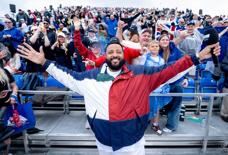 DJ Khaled, SailGP Chief Hype Officer, with spectators in the grandstand in the SailGP Race Stadium on Race Day 1 of the Mubadala New York Sail Grand Prix - photo © Mike Lawrence/SailGP