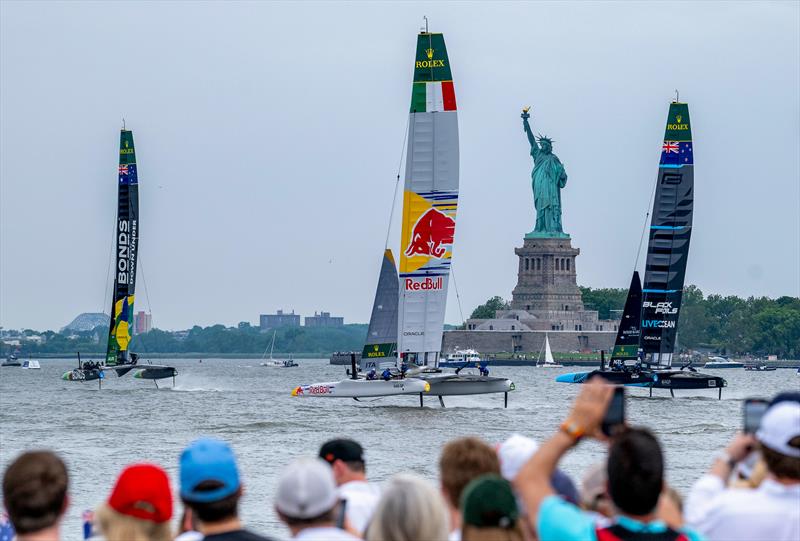 Iconic backdrops are part of SailGP - Day 2 of the Mubadala New York Sail Grand Prix - photo © Mike Lawrence/SailGP