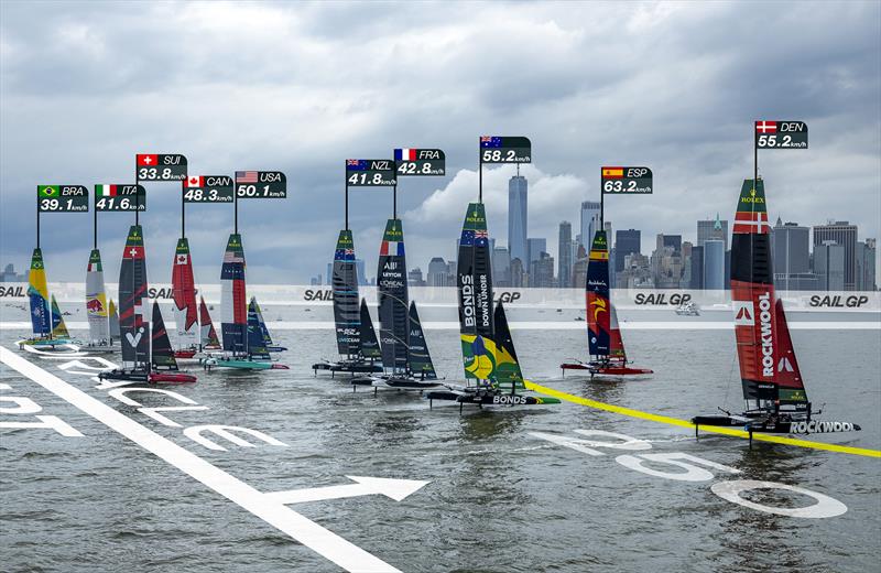 Graphically enhanced video helps explain the sport to fans who aren't sailors - Day 2 of the Mubadala New York Sail Grand Prix - photo © Samo Vidic/SailGP