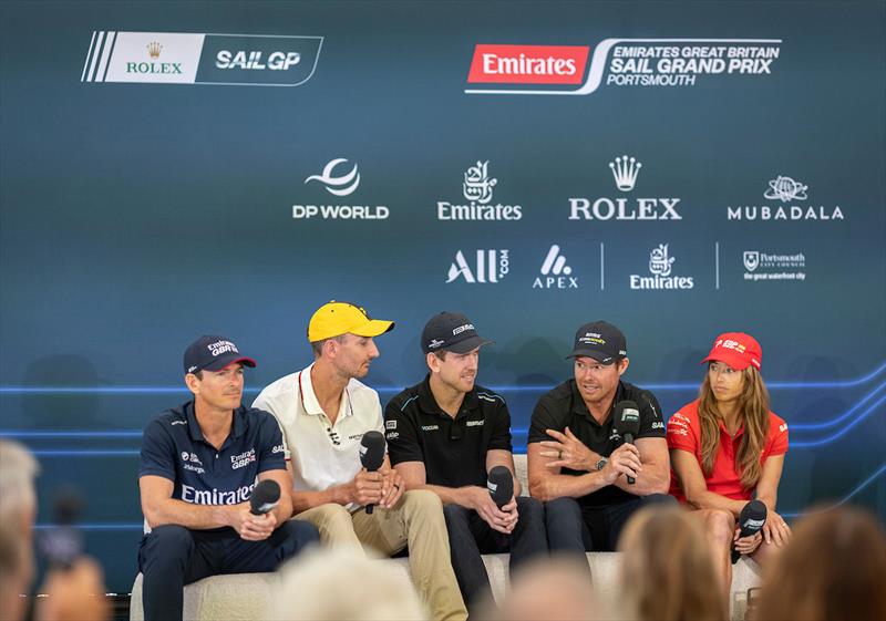 Dylan Fletcher, Emirates Great Britain SailGP Team, Giles ScottCanada NorthStar SailGP Team, Peter Burling New Zealand SailGP Team, Tom Slingsby,BONDS Flying Roos SailGP Team and Nicole van der Velden Spain SailGP Team, New Portsmouth, Friday 18 July - photo © Simon Bruty/SailGP