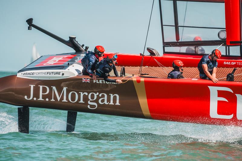 Jamie Redknapp taking flight on the water in Portsmouth as Emirates GBR Sixth Sailor - photo © Cameron Gregory