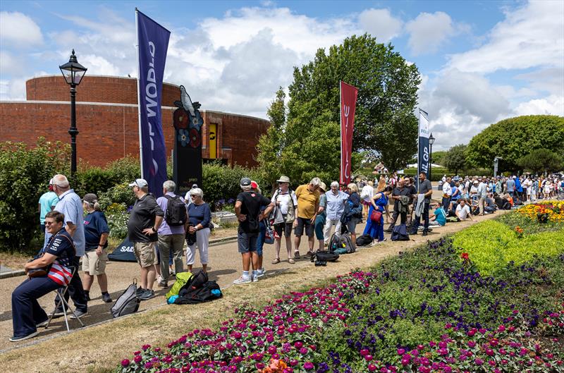 Spectators queue to enter the SailGP Race Stadium at Portsmouth - July 19, 2025 photo copyright Kieran Cleeves/SailGP taken at Netley Sailing Club and featuring the F50 class