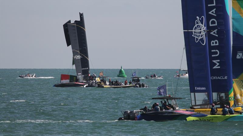 France with broken wingsail before racing - Day 1 - SailGP Portsmouth - July 19, 2025 - photo © Richard Gladwell/Sail-World.com/nz