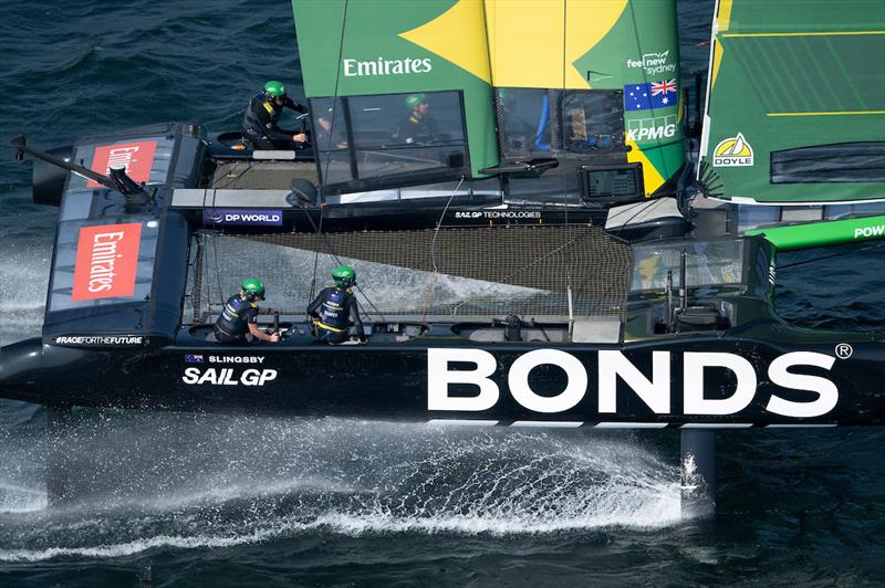 BONDS Flying Roos SailGP Team helmed by Tom Slingsby in action during a practice session ahead of the Germany Sail Grand Prix in Sassnitz, Germany. Friday 15 August  - photo © Ricardo Pinto for SailGP