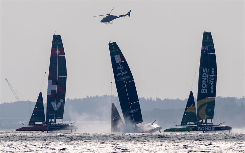 France SailGP Team helmed by Quentin Delapierre nosedive during a practice session ahead of the Germany Sail Grand Prix in Sassnitz, Germany. Friday 15 August  - photo © Jason Ludlow for SailGP