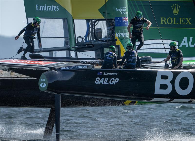 Tom Slingsby, driver of BONDS Flying Roos SailGP Team, crosses the BONDS Flying Roos SailGP F50 catamaran on Race Day 1 of the Germany Sail Grand Prix in Sassnitz, Germany. Saturday 16 August - photo © Ricardo Pinto for SailGP