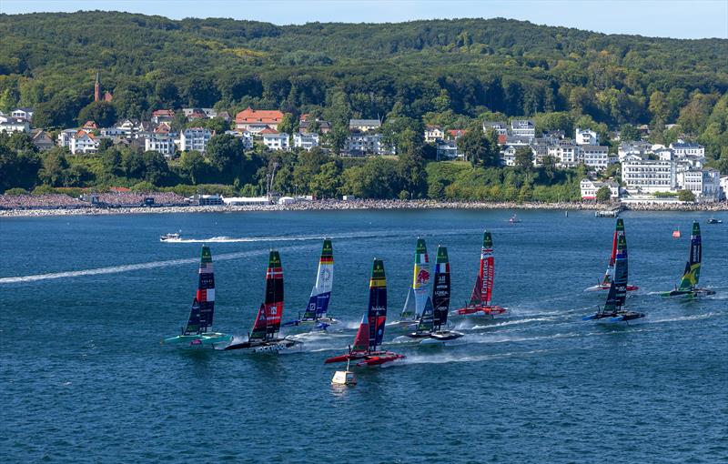 The shore had a considerable influence on windspeed and direction - Day 1 - Sail GP Germany - August 16, 2025 - photo © Felix Diemer/SailGP
