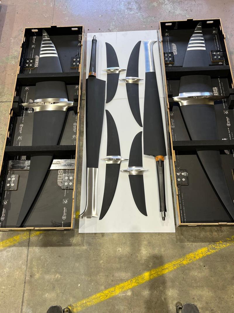 New foils and rudders being prepped for air freight to Saint-Tropez - SailGP - August 2025 - photo © SailGP Technologies