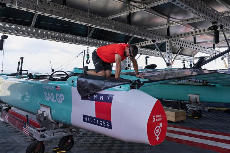 F50s are being prepared ahead of the ROCKWOOL France Sail Grand Prix held in Saint Tropez, France - photo © Jason Ludlow for SailGP