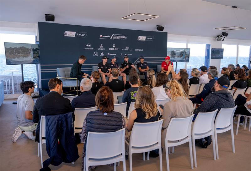 Nicolai Sehested, Taylor Canfield, Peter Burling, Quentin Delapierre and Diego Botin during the pre-event press conference ahead of the ROCKWOOL France Sail Grand Prix held in Saint Tropez - photo © Jonathan Nackstrand for SailGP