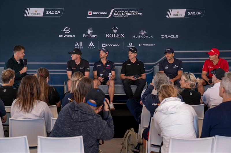 Nicolai Sehested, Taylor Canfield, Peter Burling, Quentin Delapierre and Diego Botin during the ROCKWOOL France Sail Grand Prix pre-event press conference - photo © Jason Ludlow for SailGP