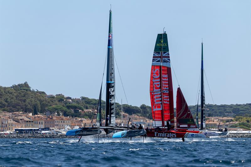 New Zealand crosses Great Britain and France - Race Day 1 - Rockwool France SailGP - Saint Tropez - September 12, 2025 - photo © Felix Diemer/SailGP