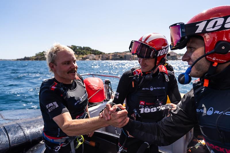Formula 1 star Valtteri Bottas set a new Sixth Sailor speed record as he joined ROCKWOOL Denmark on-board their F50 on Friday - photo © Emirates Great Britain SailGP Team