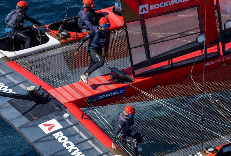 Emirates GBR Wing Trimmer Iain Jensen (pictured in action) was named ROCKWOOL's Rockstar of the Day for his skill and precision in tricky conditions - photo © Samo Vidic for SailGP