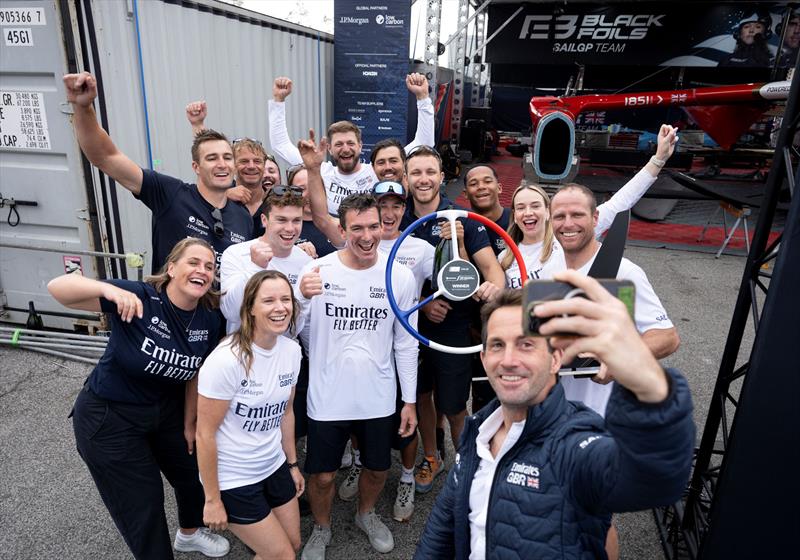 The Emirates Great Britain SailGP Team pose for a selfie on Race Day 2 of the ROCKWOOL France Sail Grand Prix held in Saint Tropez, France - photo © Jonathan Nackstrand for SailGP