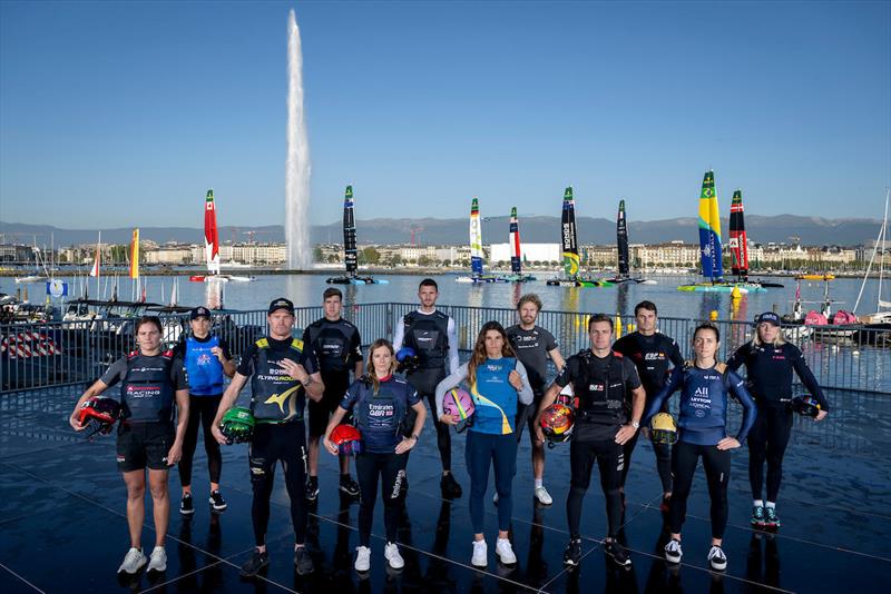 Skippers and strategists ahead of the Rolex Switzerland Sail Grand Prix photo copyright Ricardo Pinto for SailGP taken at Société Nautique de Genève and featuring the F50 class