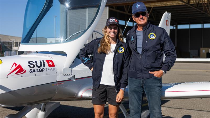 The Switzerland SailGP Team team up with an electric airplane pilot - photo © SailGP