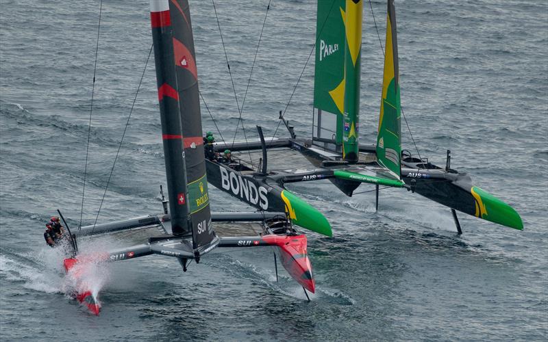 Swiss luff Australia -  Race Day 2 of the Rolex Switzerland Sail Grand Prix -  Geneva, Switzerland - September 21, 2025 - photo © Samo Vidic/SailGP