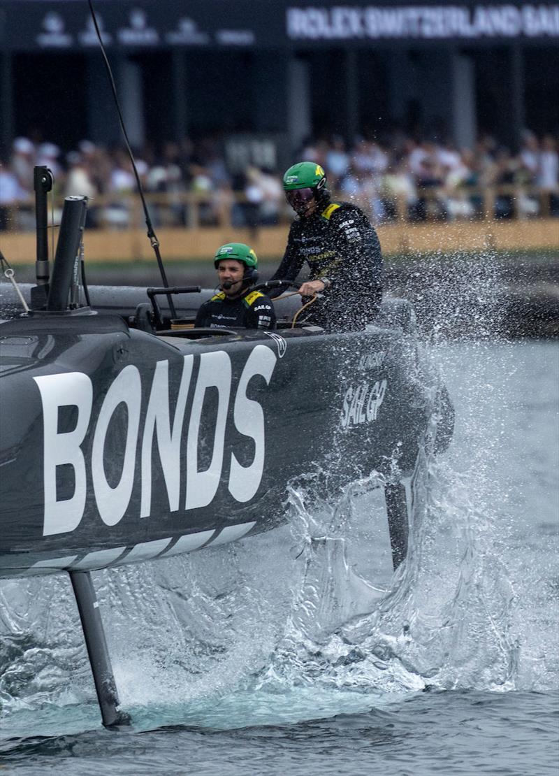 BONDS Flying Roos SailGP Team helmed by Tom Slingsby in action on Race Day 2 of the Rolex Switzerland Sail Grand Prix held in Geneva, Switzerland - photo © Felix Diemer for SailGP