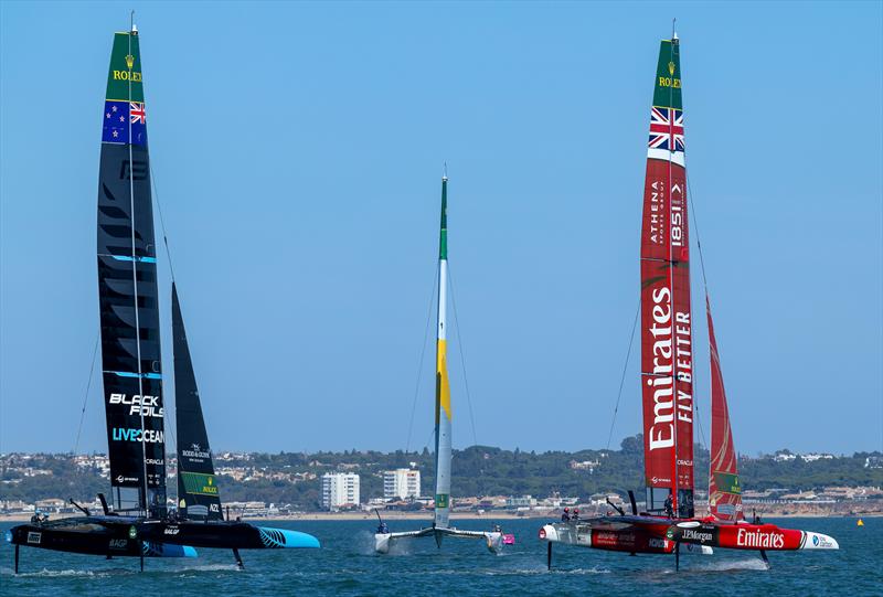 Great Britain, New Zealand and Italy -  Practice Day -  DP World Spain Sail Grand Prix -  Cadiz, Spain - October 3, 2025 - photo © Felix Diemer/SailGP