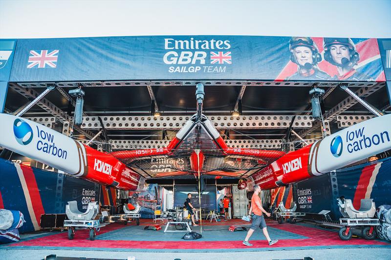 The Emirates GBR F50 being prepared for racing at the DP World Spain Sail Grand Prix in Cadiz - photo © Cameron Gregory