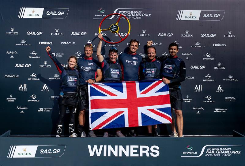 Emirates Great Britain SailGP Team celebrate winning DP World Spain Sail Grand Prix - photo © Andrew Baker for SailGP