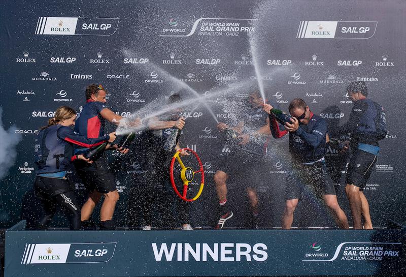 Emirates Great Britain SailGP Team celebrate winning DP World Spain Sail Grand Prix - photo © Andrew Baker for SailGP