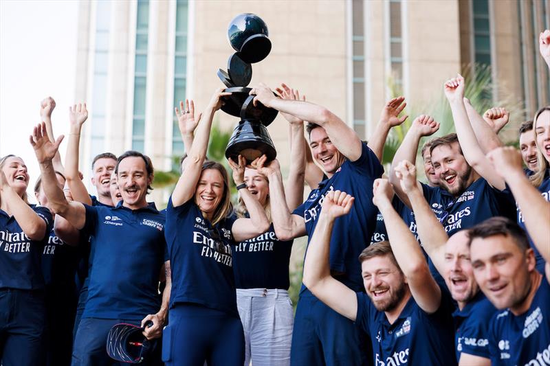 The Emirates Great Britain SailGP Team with the Impact League trophy in Abu Dhabi ahead of the 2025 Season Grand Final photo copyright Trevor Brown, Jr. for SailGP taken at  and featuring the F50 class