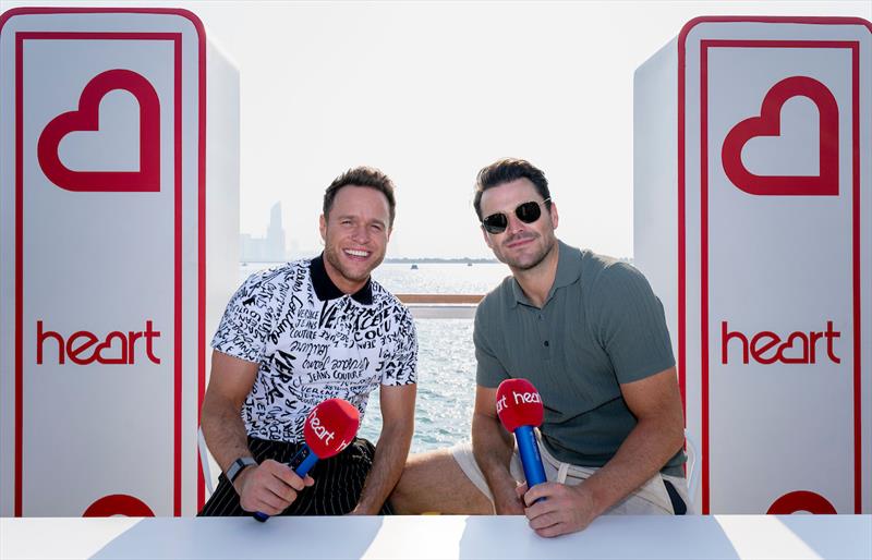 Olly Murs and Mark Wright with Heart Radio on Race Day 1 of the Mubadala Abu Dhabi Sail Grand Prix Season Grand Final presented by Abu Dhabi Sports Council - photo © Andrew Baker for SailGP