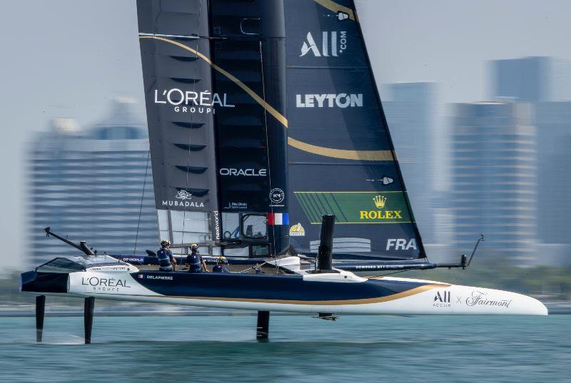 French team ends the 2025 season on the podium in Mubadala Abu Dhabi Sail Grand Prix photo copyright SailGP taken at  and featuring the F50 class